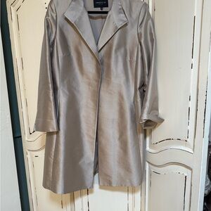 Lafayette 148 New York Shimmer Taupe Satin Trench Coat